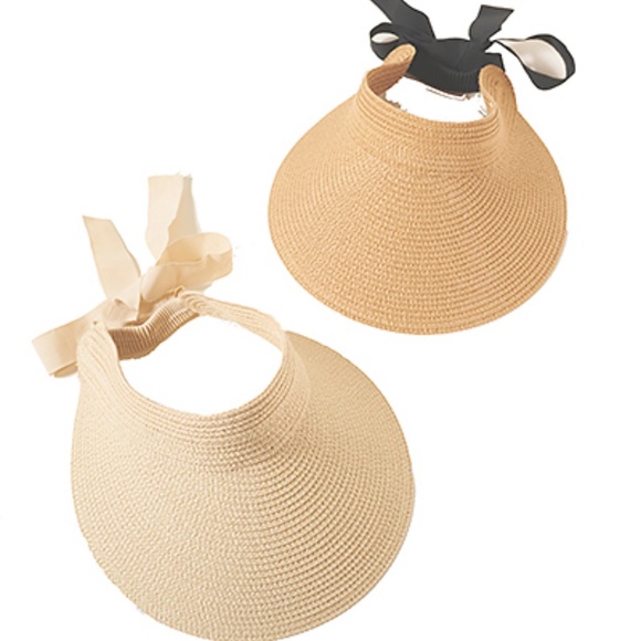 Straw Visor with Ribbon - Picture 1 of 1